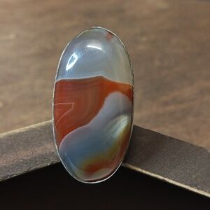 Hand Crafted Silver Ring with Vibrant Agate